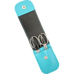 EloModa Maniküre-Etui 3-teiliges Solingen Maniküre Set mit Leder Etui, Nagelschere, Feile, 3 tlg., Made in Germany