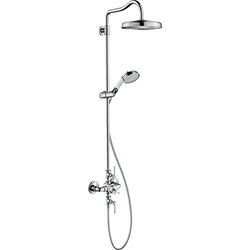 hansgrohe AXOR Montreux Showerpipe mit Thermostat, Kopfbrause 240 1-jet Classic, 16572340, Farbe: Brushed Black Chrome