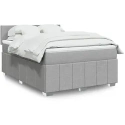 vidaXL Boxspringbett, Boxspringbett mit Matratze Hellgrau 160x200 cm Stoff