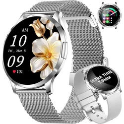 SUNKTA FV16-B Smartwatch (3,3 cm, android ios), Damen Smartwatch mit AMOLED Display Anruffunktion Fitness Tracking silberfarben