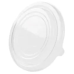 Greenbox Schalendeckel, PLA, transparent, rund, Transparenter Einwegdeckel zum Verschließen von runden Kartonschalen, 1 Packung = 50 Stück, Ø 15 cm