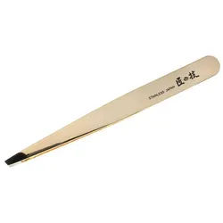 Seki EDGE Pinzette Vergoldete Pinzette mit schräger Spitze G-2142 9.5x0.5x0.5 cm, handgeschärftes Qualitätsprodukt aus Japan silberfarben