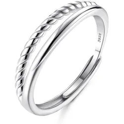 Adramata Silberring Adramata Ring Silber 925 Damen Verstellbar Stapelbar Daumenring