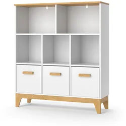 VitaliSpa Spielzeugschrank Malia Weiß 98.4 x 113.4 cm , Weiß, Weiß , Holzwerkstoff , Rechteckig , 98.4x113.4x32.6 cm , Kinder- & Jugendzimmer, Kindermöbel, Kinderregale