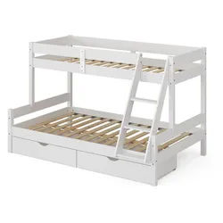 VitaliSpa Etagenbett Everest Weiß 120x200/80x200 cm mit Schubladen , Holz , Rechteckig , 120x200 cm , Babymöbel & Kindermöbel, Kinderzimmer & Jugendzimmer, Kinderbetten