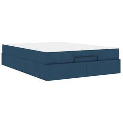 vidaXL Bett Bettgestell mit Matratze 2 pcs Blau Stoff (2-tlg) blau