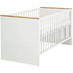 Roba Babybett Finn 70 x 140 cm , Weiß , Holzwerkstoff , Rechteckig , 70x140 cm , Hergestellt in Europa , Babymöbel & Kindermöbel, Babyzimmer, Babybetten, Gitterbetten