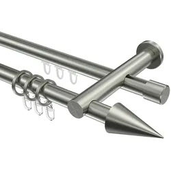 GARDINENSTANGE RUNDROHR-INNENLAUF Platon Savio 100 cm, 2-läufig, 20 mm Ø Edelstahl-Optik