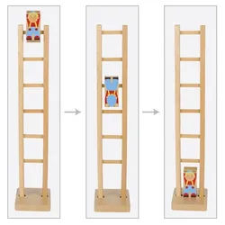 goki Motorikbrett Klettermax Climbi auf der Leiter, Holz, (Set, 3-tlg), Klettermax purzelt die Leiter herunter