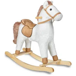 My Baby Lou Schaukelpferd , Weiß, Hellbraun , Holz, Metall, Textil , Pappel , vollmassiv , 30x64x74 cm , unisex , RoHS, AZO-frei, EN 71 , Haltegriffe, Geräuscheffekte , Spielzeug, Holzspielzeug