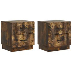 vidaXL Nachttisch 43 x 34,5 x 44,5 cm Nachttisch 2er Set Nachtschrank Geräucherte Eiche braun