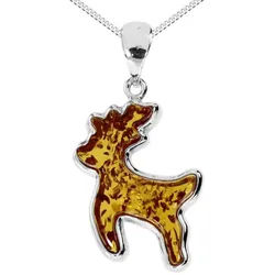 OSTSEE-SCHMUCK Kette mit Anhänger Ostsee-Schmuck Kette mit Anhänger Hirsch (2-tlg) silberfarben 45 cm