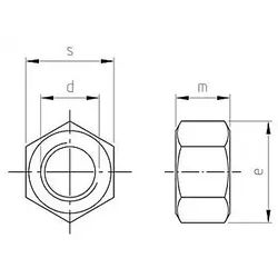 DIN934 ISO 4032 Sechskantmutter 8 verzinkt - SW7 / 7,66 / M4
