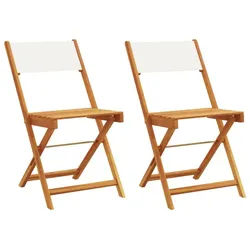 vidaXL Gartenstuhl Bistrostühle 2 Stk. Cremeweiß Massivholz & Stoff (2 St)