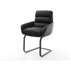 Freischwinger Abelia-Flex mit Armlehnen Echt-Leder Schwarz Freischwinger flach Schwarz