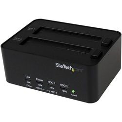 StarTech.com HDD Docking Station, USB 3.0 auf 2.5/3.5in SATA Hard Drive Dock mit Standalone HDD/SSD Duplikation/Klon, Eraser Dock, Festplatten Kopierstation (SATDOCK2REU3) - Festplattenduplikator - 2 Schächte (SATA-300) - für P/N: SVA12M5NA - Neu