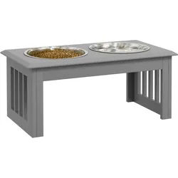 PawHut Futternapf Edelstahl, MDF