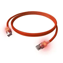 EasyLan DualBoot LED Patchkabel RJ45 S/FTP Cat.6A (Class EA), mit saCon Stecker, LSOH, rot, 2 m