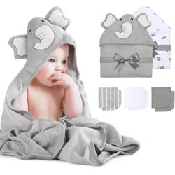 momcozy Baby Badetuch Set, 8-teiliges Babyhandtuch Set 1 St grau