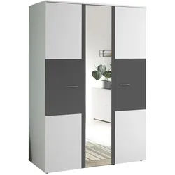 Carryhome Kinderkleiderschrank , Graphitfarben, Weiß , Kunststoff , 4 Fächer , 135x195x60 cm , Beimöbel erhältlich, Schrankfront mit Spiegel , Babymöbel & Kindermöbel, Babyzimmer, Babykleiderschränke