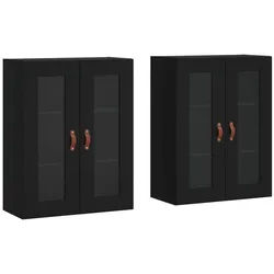 vidaXL Sideboard Wandschränke 2 Stk. Schwarz Holzwerkstoff (2 St) schwarz