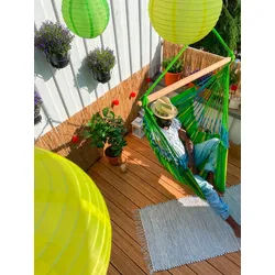 La Siesta Hängesessel kingsize outdoor , Gelb, Grün, Hellgrün , Holz, Textil , Bambus , 140x170x210 cm , wetterbeständig, UV-beständig, regenabweisend , Gartenmöbel, Gartenschaukeln, Hängesessel
