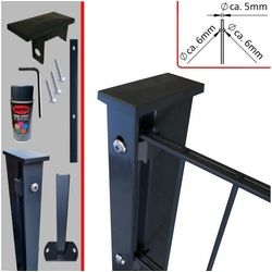 Fischer und Adamek Gartenzaun Doppelstabmattenzaun 6/5/6 Anthrazit, (Abdeckleiste, inkl Endpfosten), zu jedem Pfosten eine Bodenplatte 85 m x 1230 cm