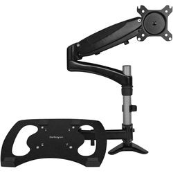 StarTech.com Laptop Monitor Stand - Computer Monitor Stand - Full Motion Articulating - VESA Mount Monitor Desk Mount - Befestigungskit (Befestigung für Stange, Gummipad, Laptop-Ablage, Federarm, Schwenkarm, 4 Abstandshalter, Clip zur Kabelführung, Schrau