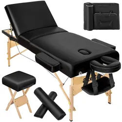 tectake Massageliege-Set 3 Zonen, 218 x 102 x 90 cm, schwarz , Schwarz , Holz , 102x90x218 cm , Ce , Freizeit & Co, Wellness & Gesundheit, Gesundheit
