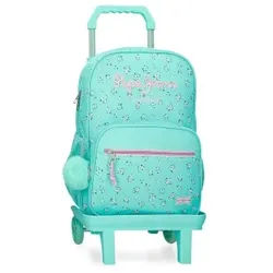 Pepe Jeans für Mädchen. 60422V2 Nora Rucksack 40cm türkis (OSFA), Lässig, Polyester, Kinderbekleidung