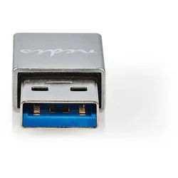 Nedis CCTB60925AL USB-Adapter USB-A Adapter zu USB-A Adapter, USB-A, USB-C, Datenübertragung bis 5 Gbps, kompakte Nutzung silberfarben