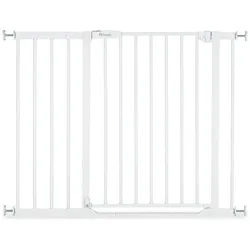 Hauck Türschutzgitter Clear Step 2 - White, Treppenschutzgitter Türschutzgitter inkl. 21 cm Verlängerung 96 - 101 weiß