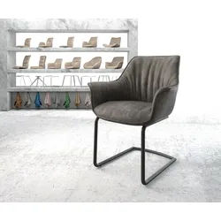 Freischwinger Keila-Flex mit Armlehnen Mikrofaser Anthrazit Vintage Freischwinger rund Schwarz