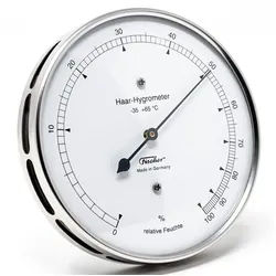 Fischer Hygrometer Fischer 111.01 Haar-Hygrometer 103mm Edelstahl Made in Germany
