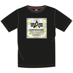 Alpha Industries Camo Block T-Shirt, schwarz-weiss-gelb, Größe L