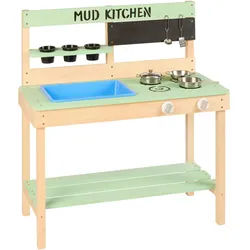 My Baby Lou Matschküche , Blau, Naturfarben, Schwarz, Hellgrün , Holz, Metall, Kunststoff , 5-teilig , Tanne , massiv , 37x88x80 cm , Spielzeug, Holzspielzeug