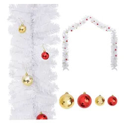 vidaXL Christbaumschmuck Weihnachtsgirlande Geschmückt mit Kugeln Weiß 5 m (1-tlg) weiß