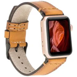 Burkley Smartwatch-Armband Exklusives Vintage Lederarmband, Handmade Stil 22 braun