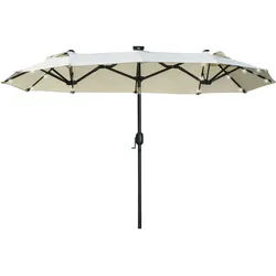 Outsunny Sonnenschirm, Doppelsonnenschirm, Gartenschirm, Polyester, Stahl, Beige , Metall , 150x295 cm , Sonnen- & Sichtschutz, Sonnenschirme