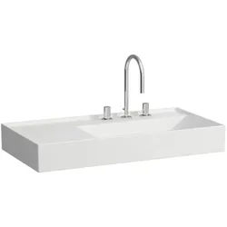LAUFEN Kartell Waschtisch 8103397578151, 90x46cm, weiß matt, Ablage links, 2 Hahnl., Saphirkeramik
