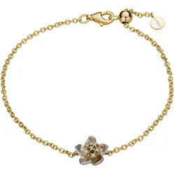 Armband LYOMI "585/- GG/WG Kirschblüte 6 synth. Diam. 0,04ct.", mehrfarbig, Armbänder, Damen, 17,5cm, Gold, glänzend, matt, Armband