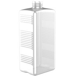 Leerflasche Modell 1000-28, rechteckig, HDPE natur, Einwegflasche für Seifen-und Desinfektionsmittelspender, Füllmenge: 1000 ml