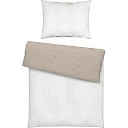 Bettwäsche Twill Streif XL Weiß/Beige ca. 140x220cm
