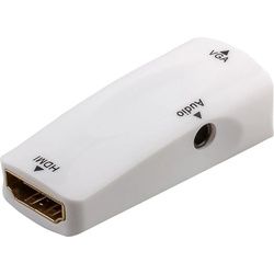 Goobay Kompakter HDMITM/VGA-Adapter inkl. Audio, vergoldet - HDMITM-Buchse (Typ A) > VGA-Buchse (15-polig) + Klinke 3,5 mm Buchse (3-Pin, stereo)