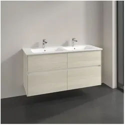 Villeroy und Boch Collaro Waschtischunterschrank C147B0AA 126,1x61x48cm, Waschbecken mittig, LED-Beleuchtung 9,4W, white oak