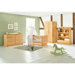 Pinolino Babyzimmer , Buchefarben , Holz , 3-teilig , Buche , massiv , 5 Fächer , 6 Schubladen , in verschiedenen Größen erhältlich,zum Juniorbett umbaubar, höhenverstellbar, Sprossen mit Normabstand, Aufbauanleitung im Karton, Lattenrost inklusive, Schlupfsprossen , Babymöbel & Kindermöbel, Babyzimmer, Babyzimmer-Serien