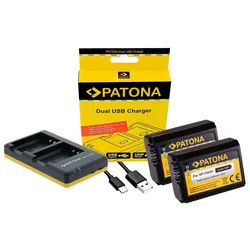 Patona 3in1 Zubehör Set für die Sony Alpha 6000 6300 6400 Kamera-Akku NP-FW50 950 mAh (7,2 V), Premium Kamera Akku Ersatz, 950 mAh 7,2 V inkl. USB-C Ladegerät