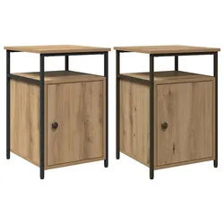 vidaXL Nachttisch Nachttisch 2 pcs Eiche handwerklich Spanplatte braun