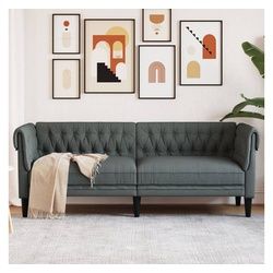 vidaXL Sofa Chesterfield-Sofa 3-Sitzer Dunkelgrau Stoff grau