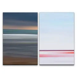 Sinus Art Leinwandbild 2 Bilder je 60x90cm Abstrakt Minimal Horizont Weite Meer Strand Kunstvoll